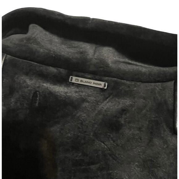 Blanc Noir Belted Drape Velour Jacket Black Soft Coat Size Large Mid Length - Picture 9 of 16